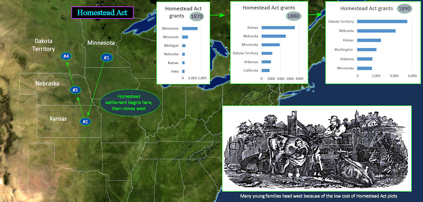 Homestead Act, 1862-1890 map